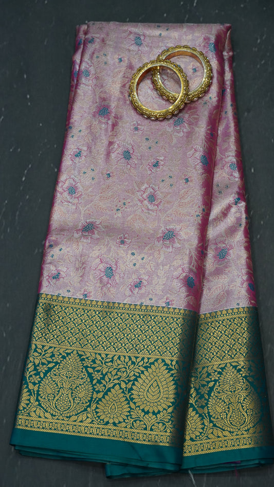 Bridal Tissue Saree-Baby Pink With Full Gold