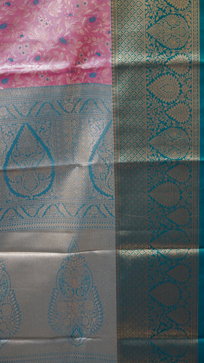 Bridal Tissue Saree-Baby Pink With Full Gold