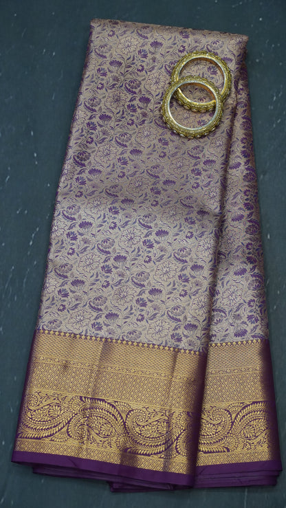 Bridal Tissue Saree-Wine With Full Gold