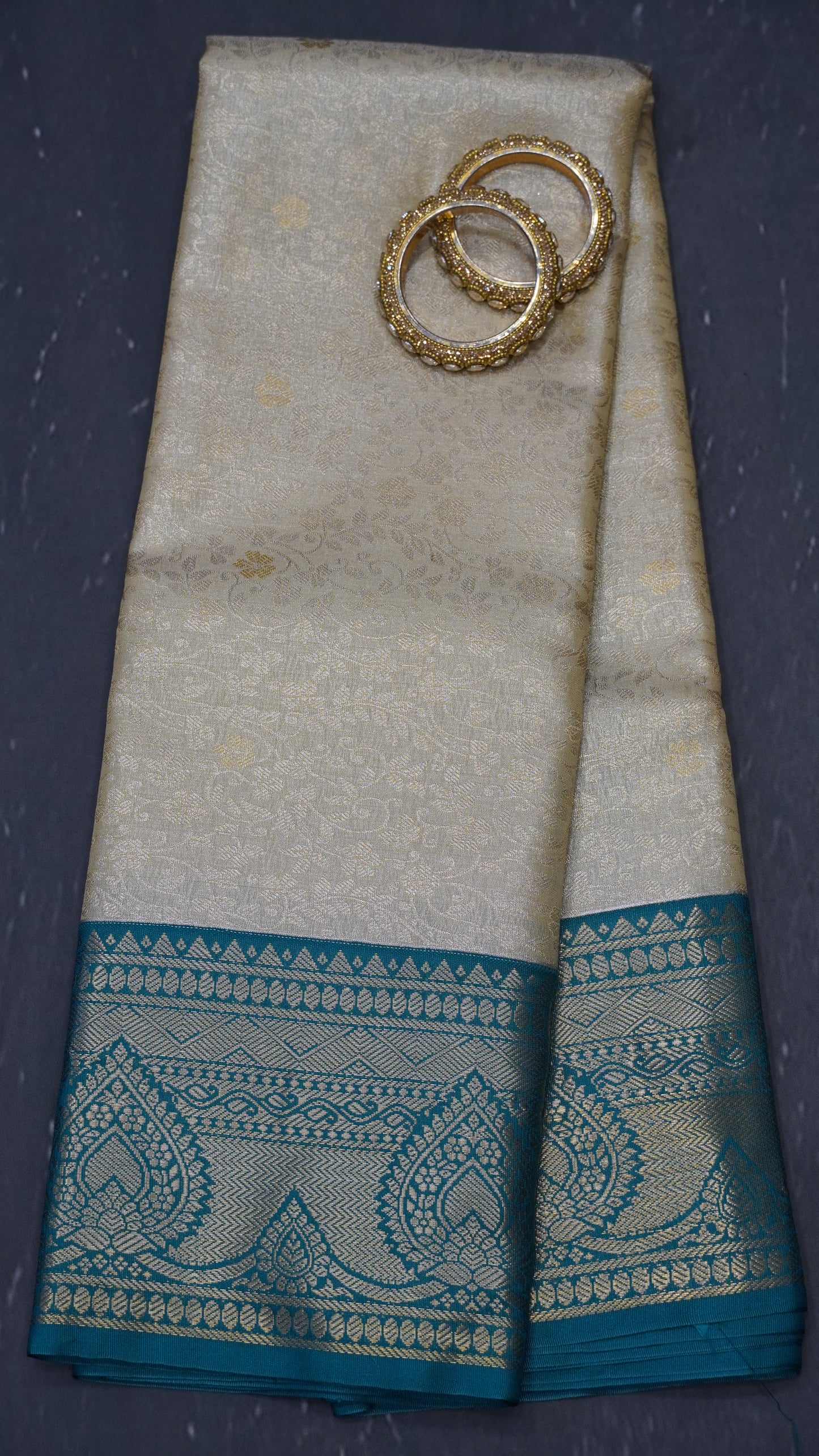 Bridal Tissue Saree-Lite Cream With Full Gold