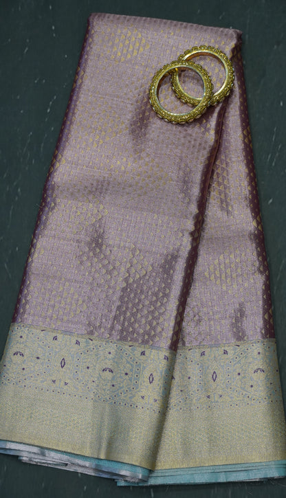 Bridal Tissue Saree-Onion Pink With Full Gold