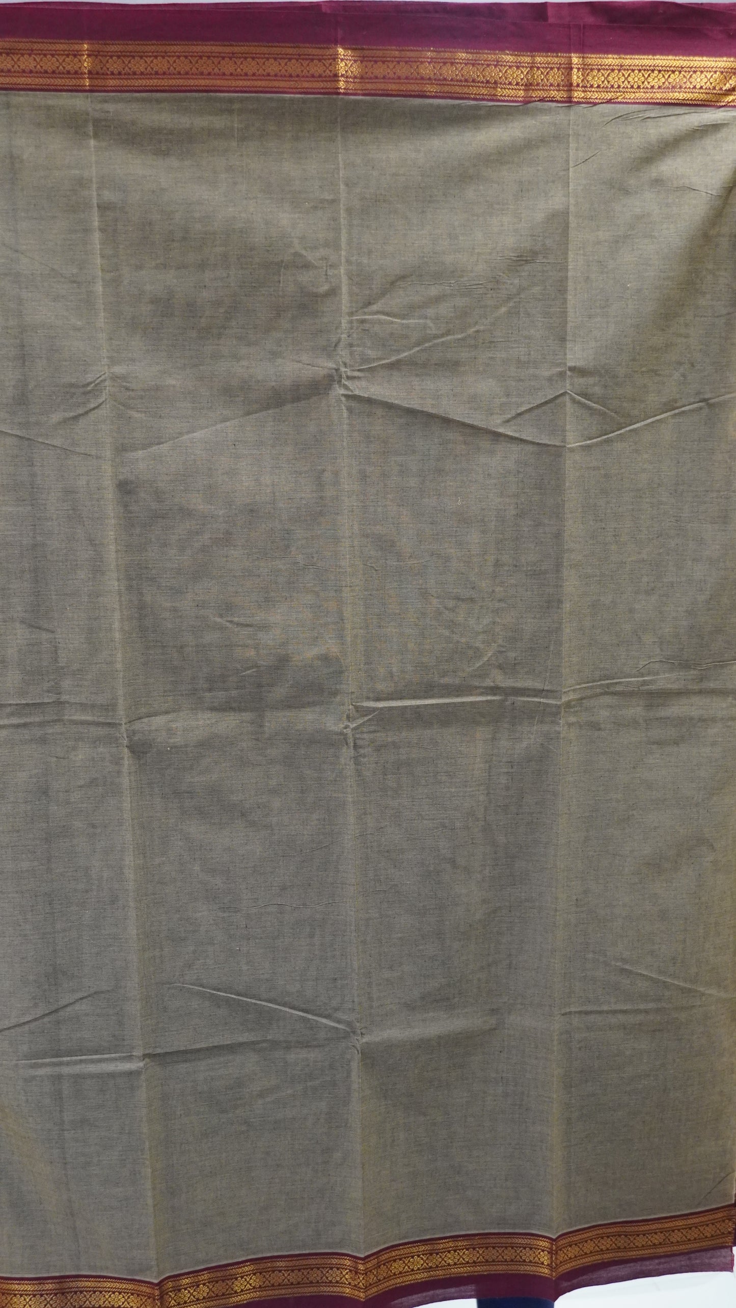 Chettinad Cotton Saree–Mud Brown with Ther Border