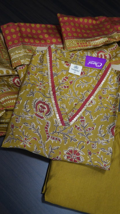 3pcs Salwar Set-Collard V neck