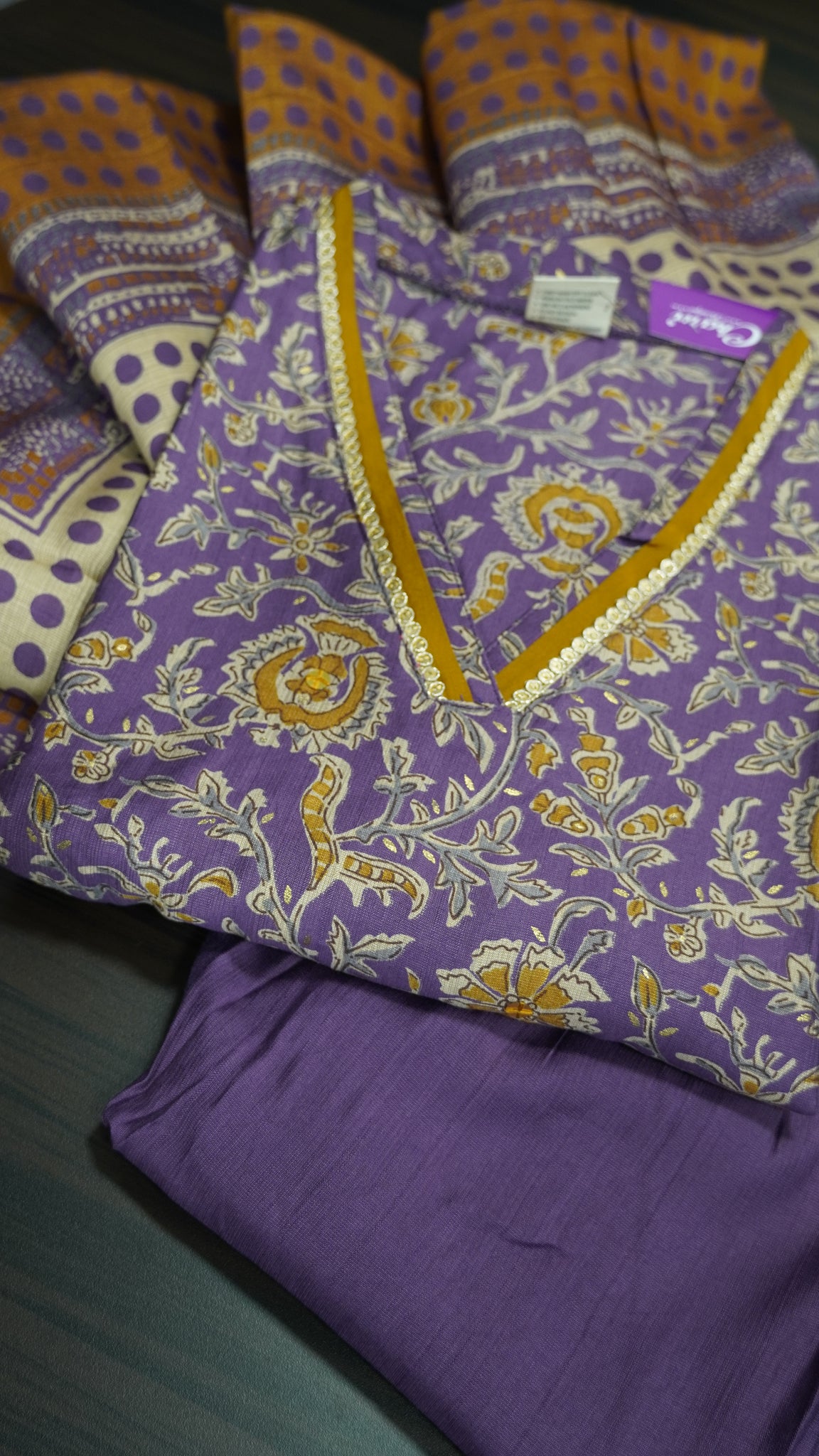 3pcs Salwar Set-Collard V neck