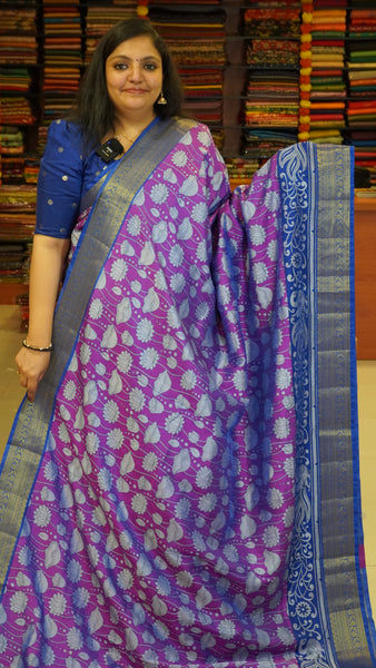 Semi Pattola Saree Kolam Floral Pruple
