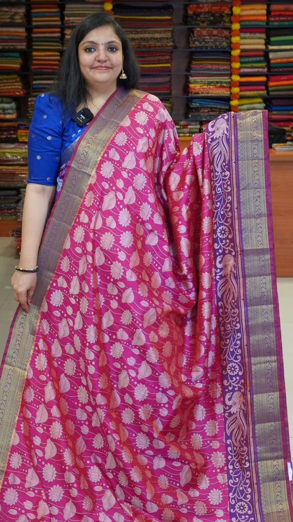 Semi Pattola Saree Floral Pink