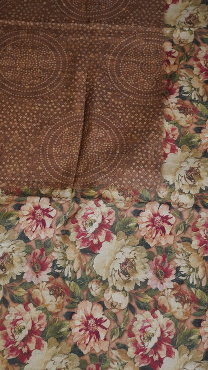 Tussar Saree - Bandini Golden Brown
