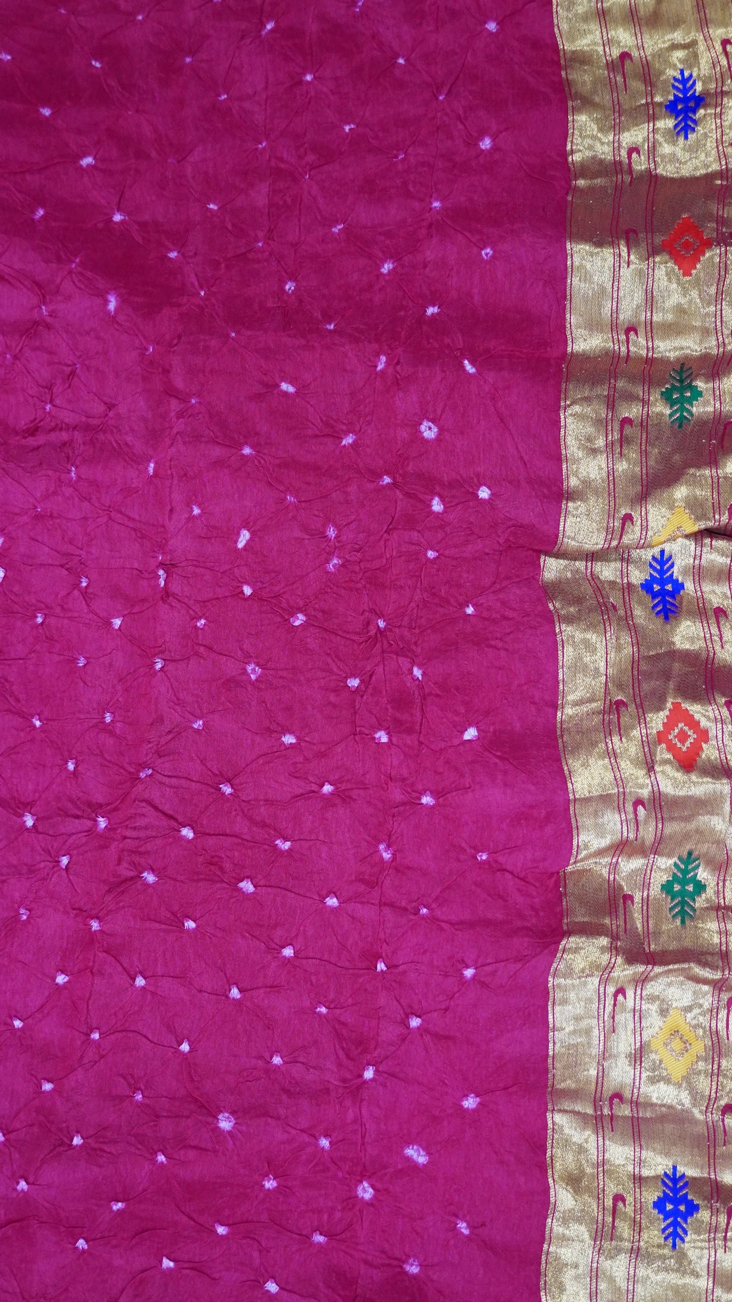 Modal Silk Saree - Zari Peacock Border Rani Pink