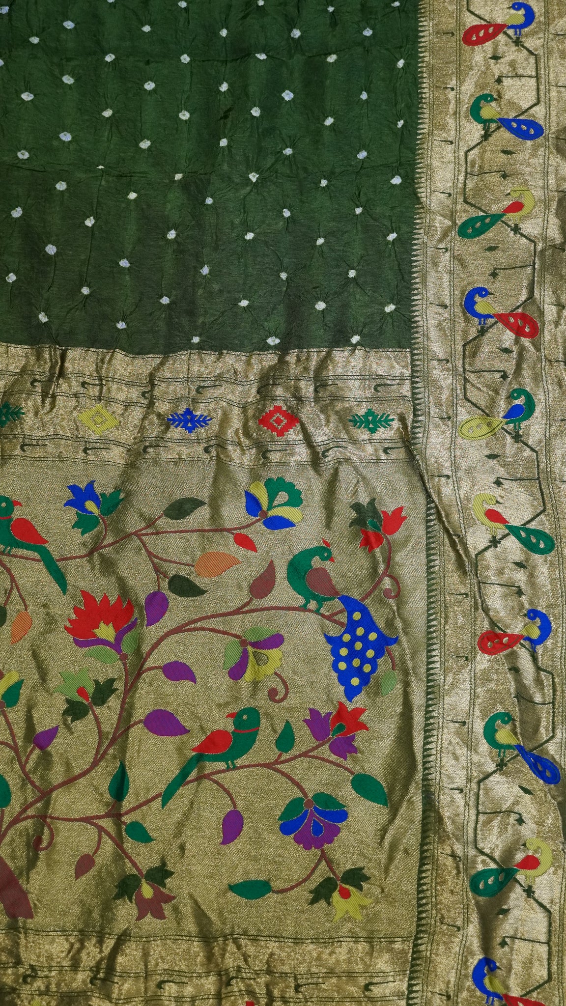 Modal Silk Saree - Zari Peacock Border Sage Green