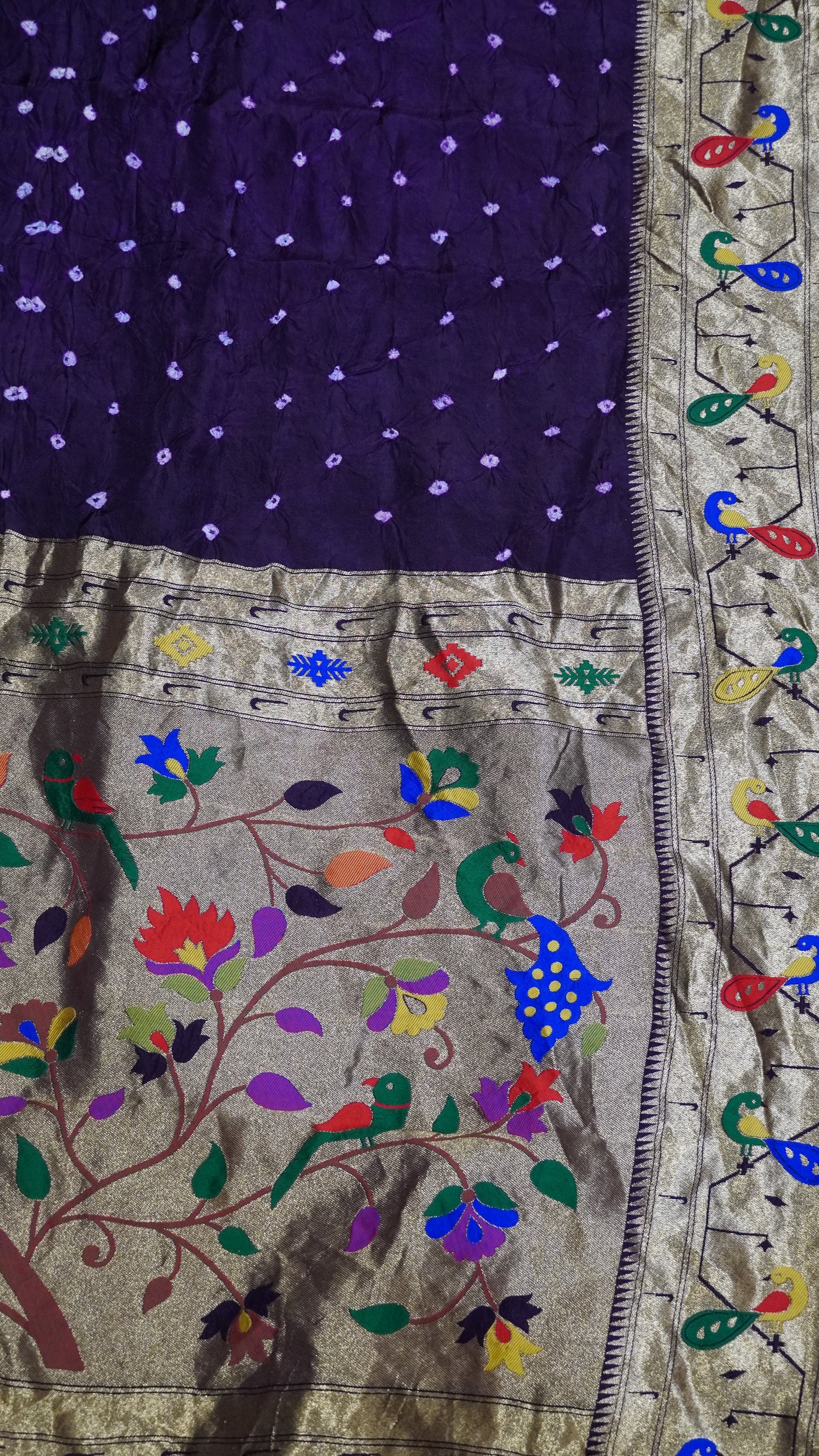 Modal Silk Saree - Zari Peacock Border Violet