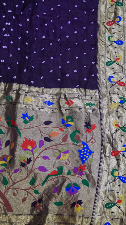 Modal Silk Saree - Zari Peacock Border Violet