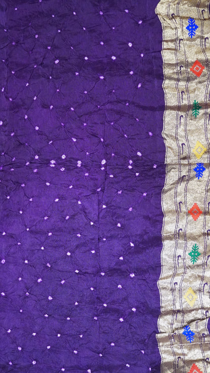 Modal Silk Saree - Zari Peacock Border Violet