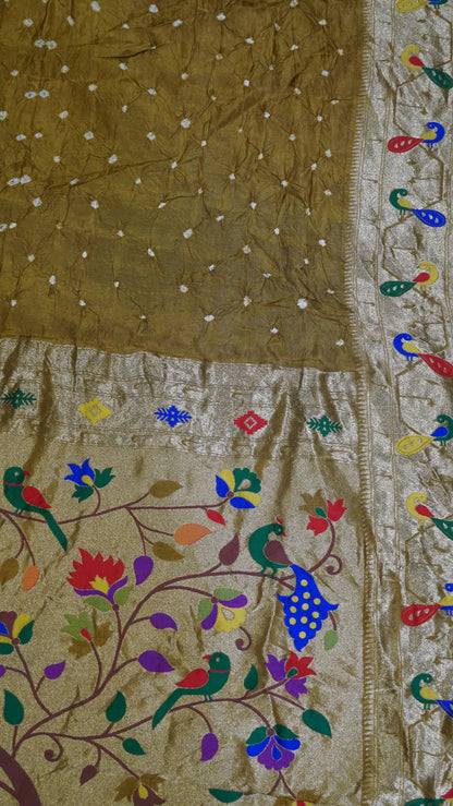 Modal Silk Saree- Zari Peacock Border Golden