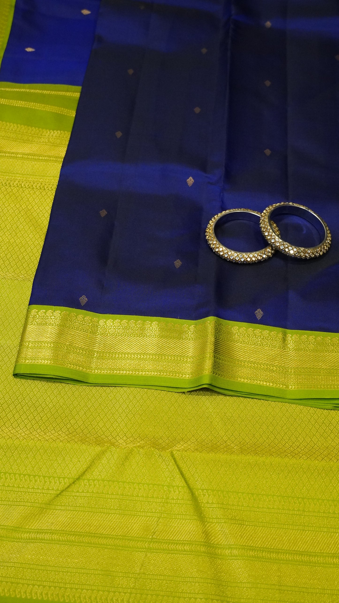 Pure Silk Saree - Royal Blue - Green