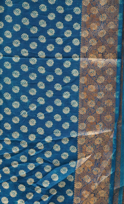 Jute Shiffon Saree Blue