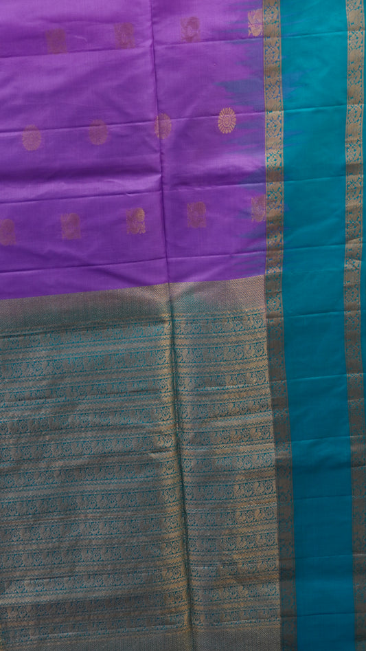 Pure Soft Silk Saree - Lavender with Ramar Green