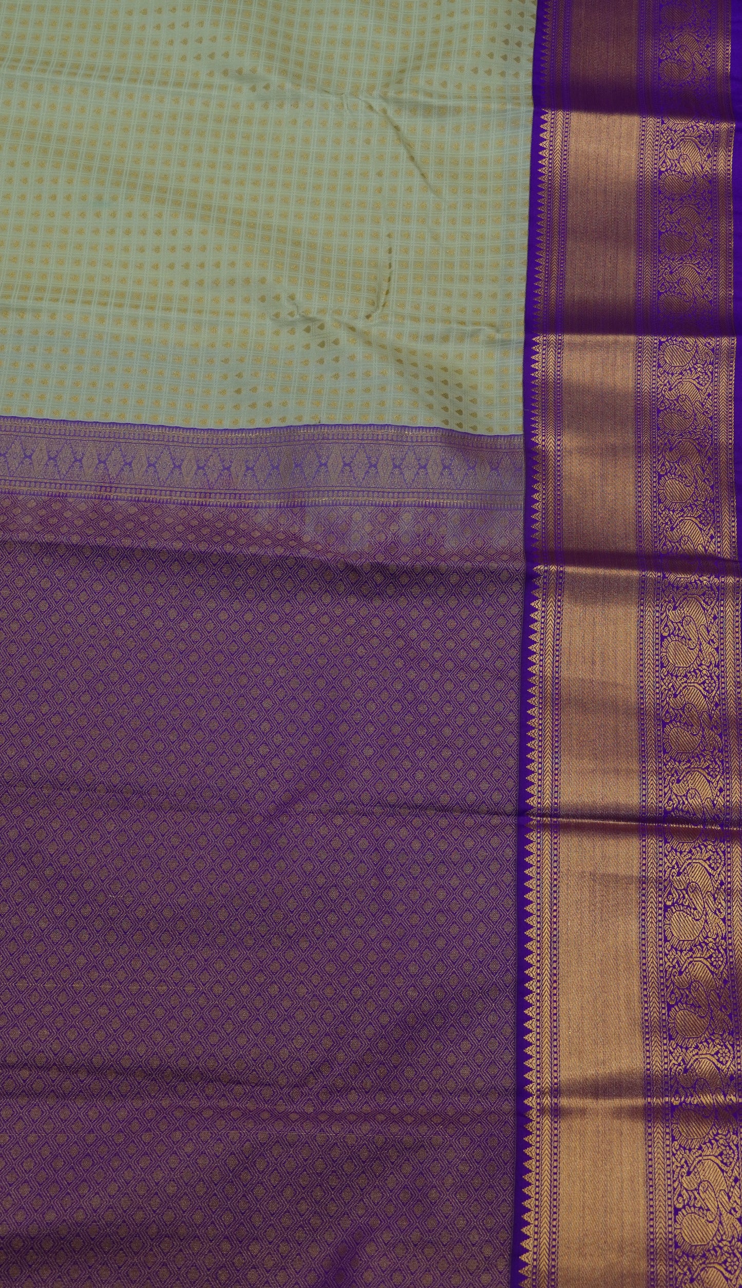 Semi Kanjivaram Silk Saree - Beige 1000 Butta