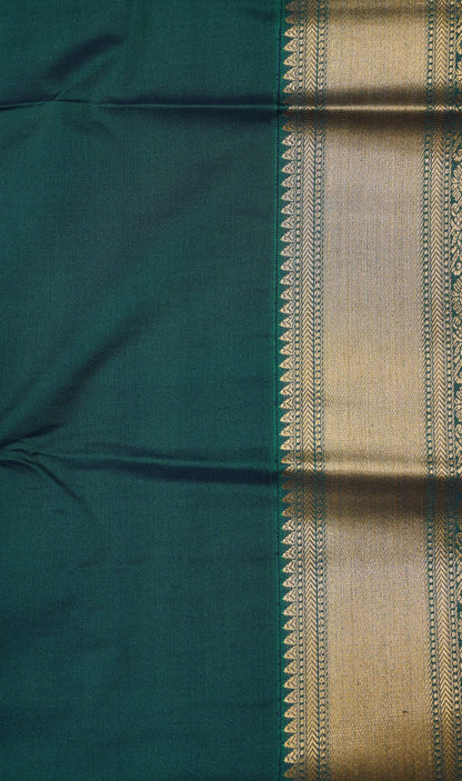Semi Kanjivaram Silk Saree -Orange With Green 1000 Butta