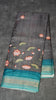 Semi Printed Pichwai Silk Saree Grey to Teal Blue thumbnail