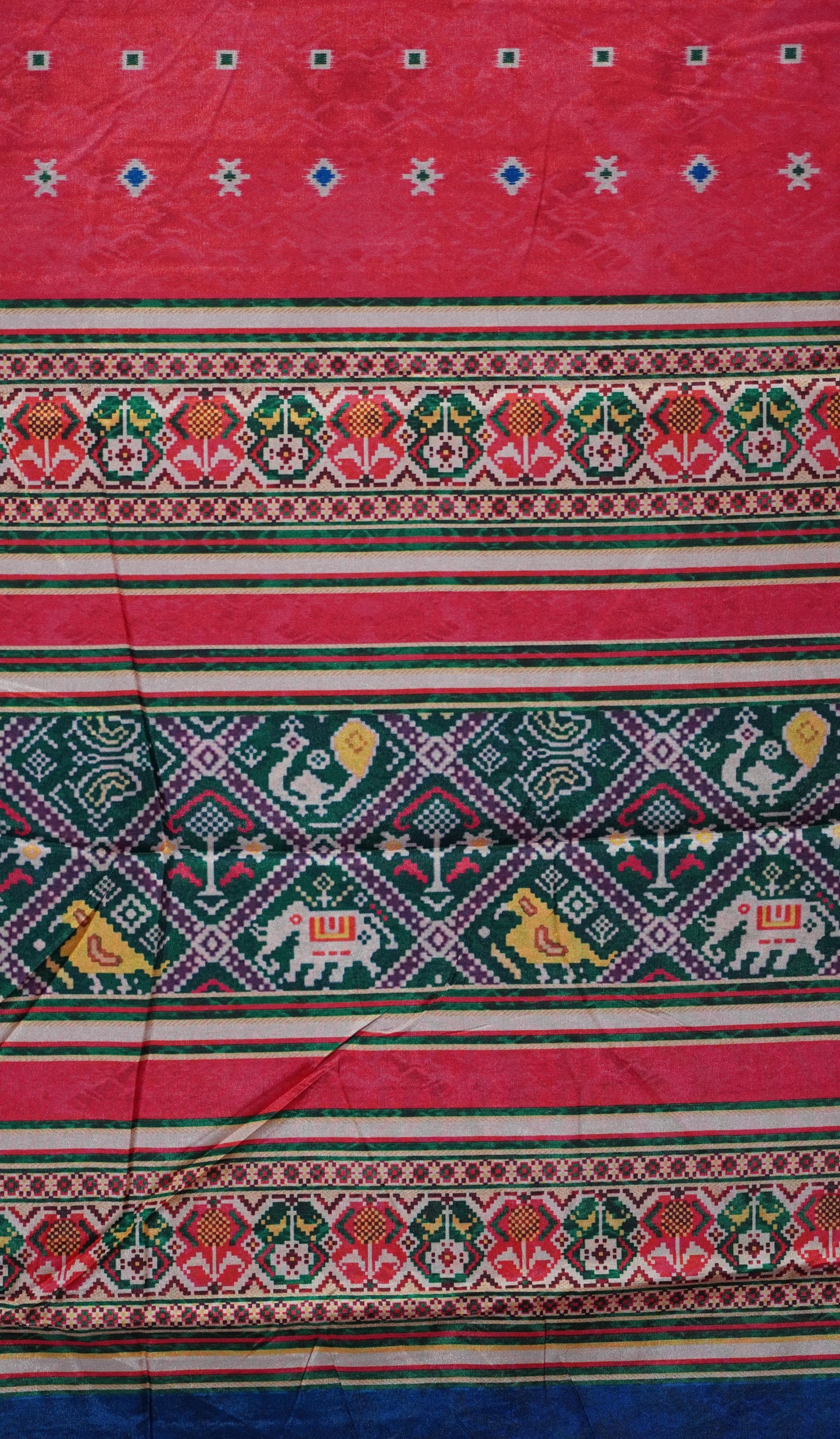 Semi Tussar Saree Printed Peachish Pink to Green