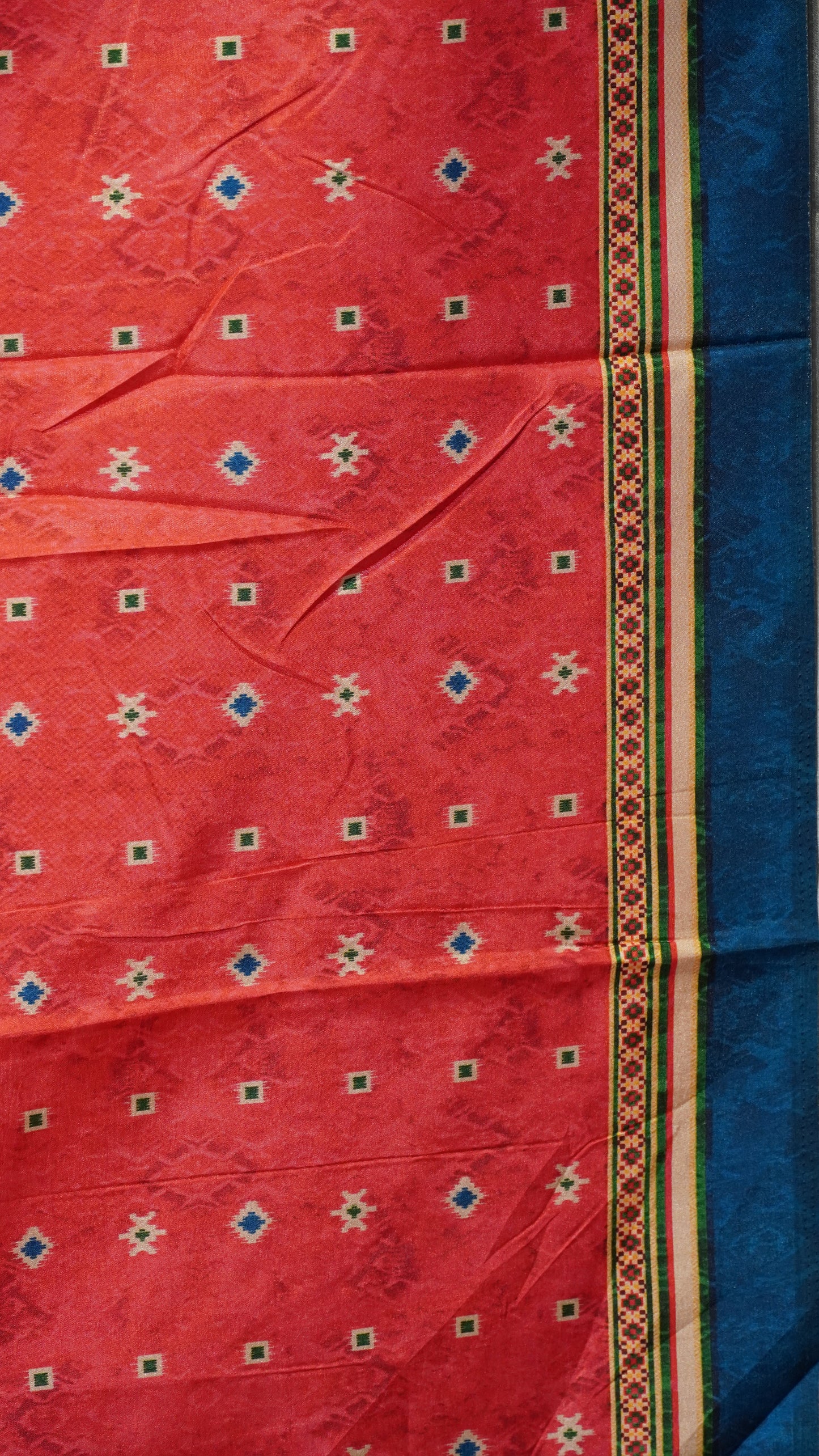 Semi Tussar Saree Printed Peachish Pink to Green