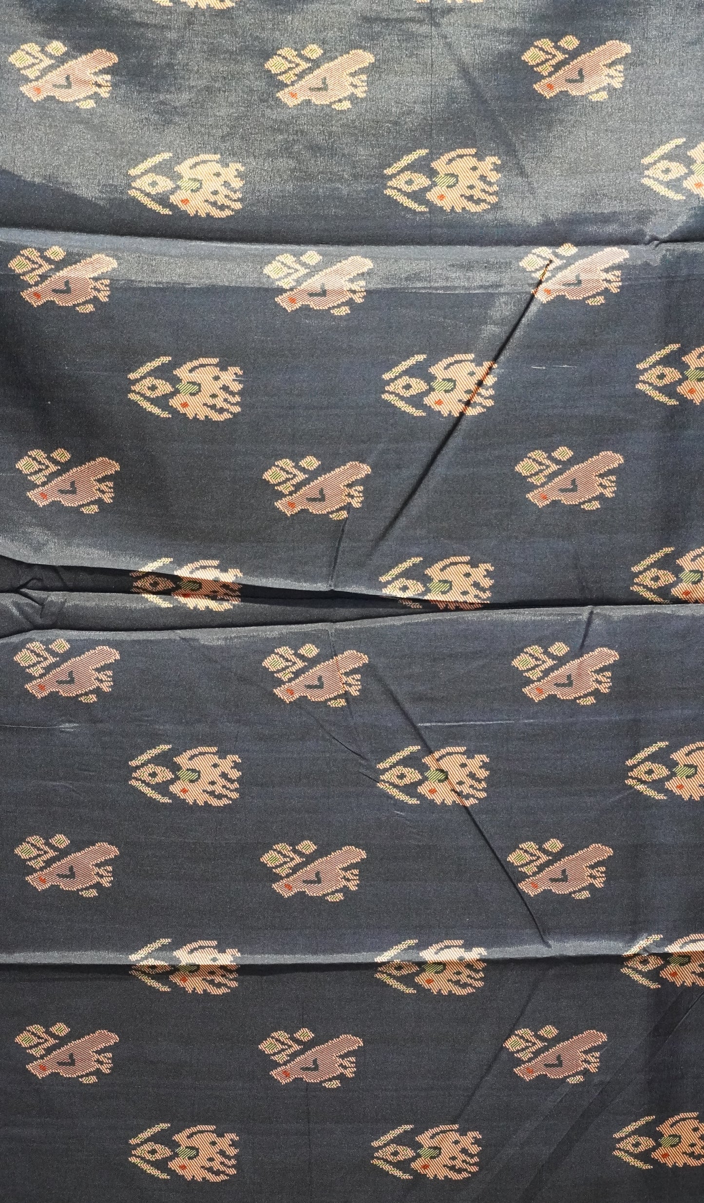 Semi Tussar Saree Checkered Pattern Blue