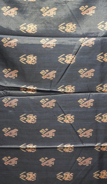 Semi Tussar Saree Checkered Pattern Blue