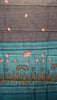 Semi Printed Pichwai Silk Saree Grey to Teal Blue thumbnail