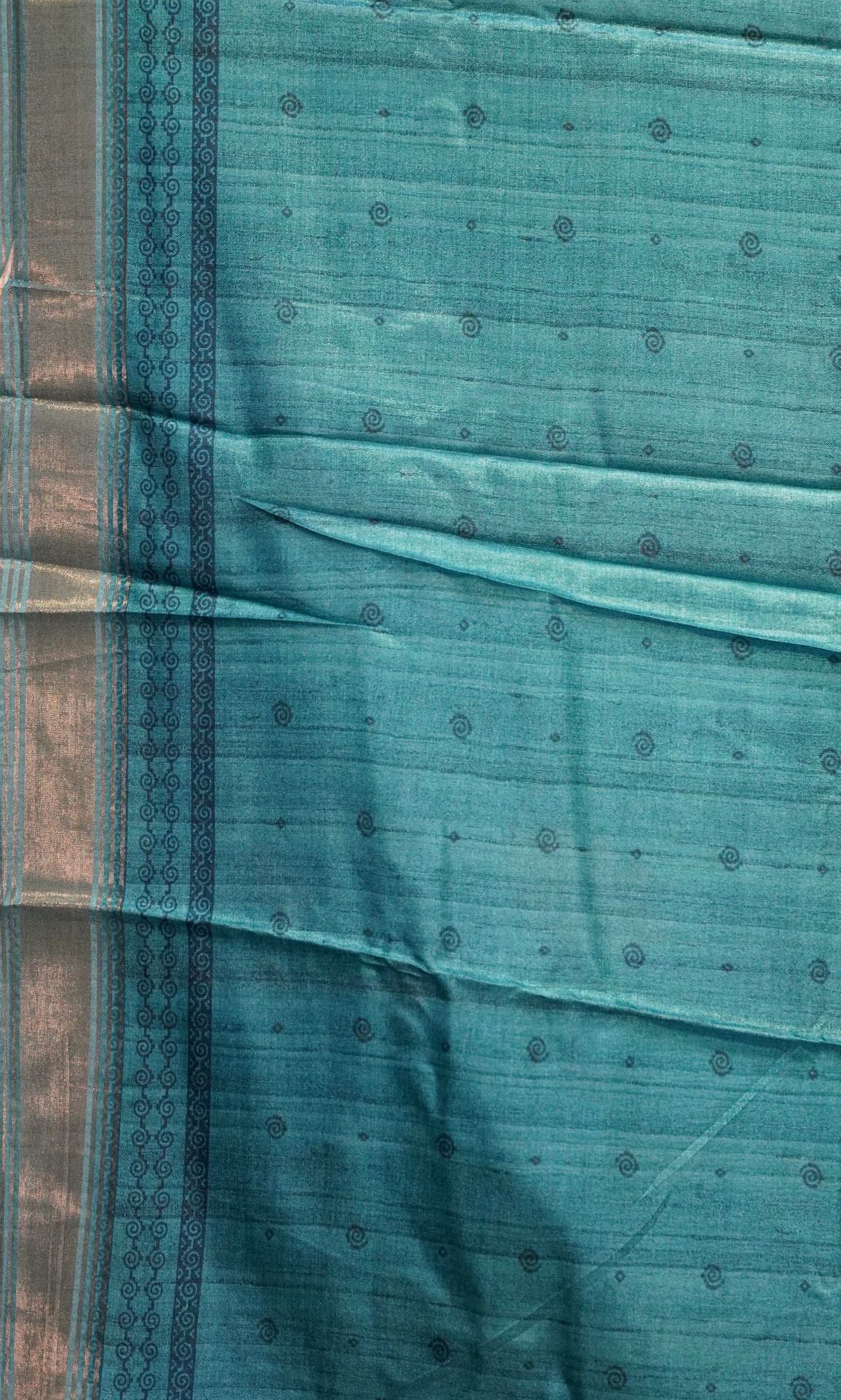 Semi Printed Pichwai Silk Saree Grey to Teal Blue