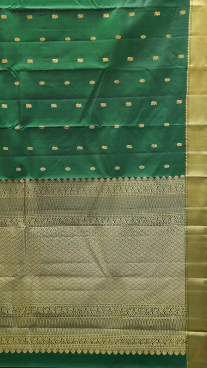 Pure Kanjivaram Silk Saree -Bottle Green Mayil Chakram