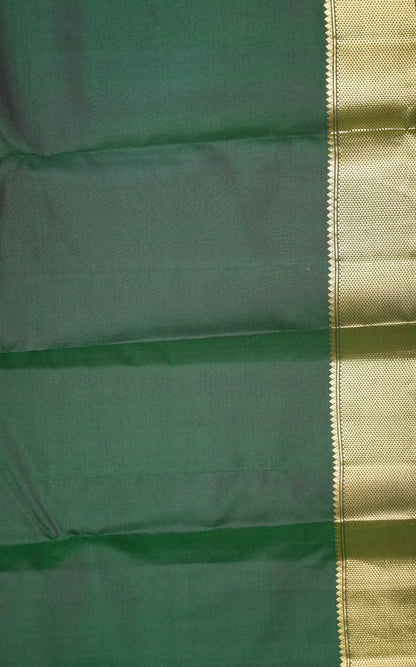 Pure Kanjivaram Silk Saree -Bottle Green Mayil Chakram
