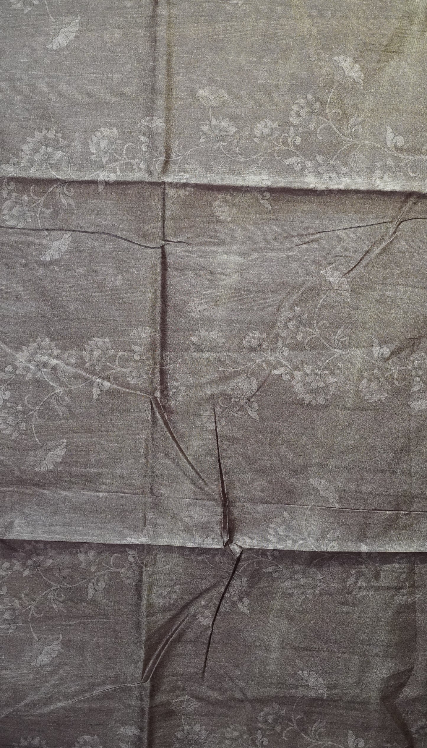 Semi Tussar Saree Kalamkari With Floral Pattern Brown