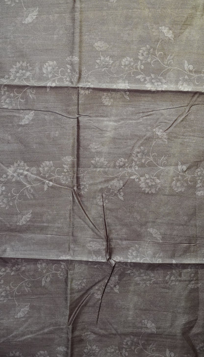 Semi Tussar Saree Kalamkari With Floral Pattern Brown