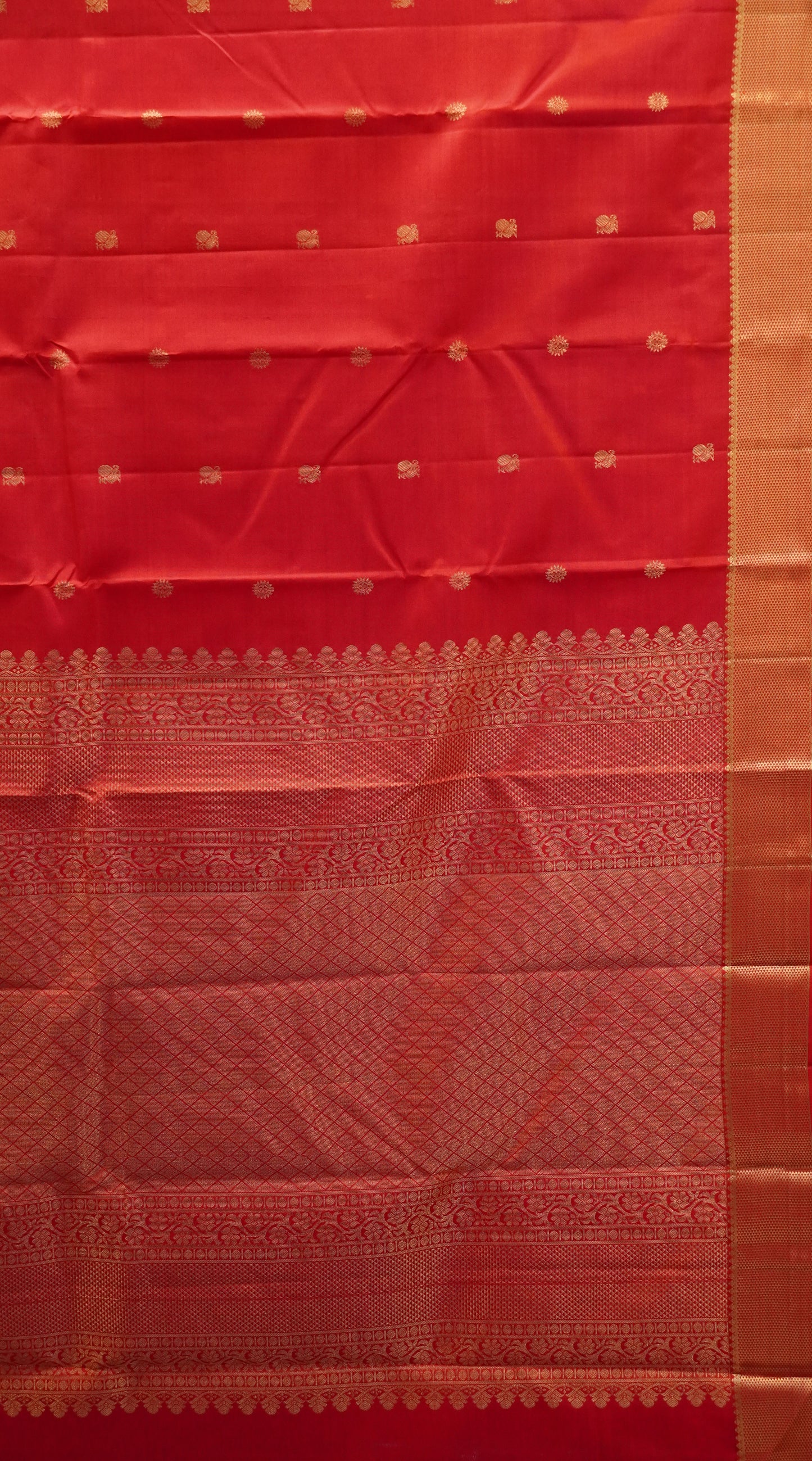 Pure Kanjivaram Silk Saree -Red Mayil Chakram