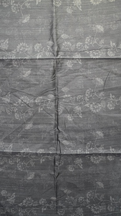 Semi Tussar Saree Kalamkari With Floral Pattern Green