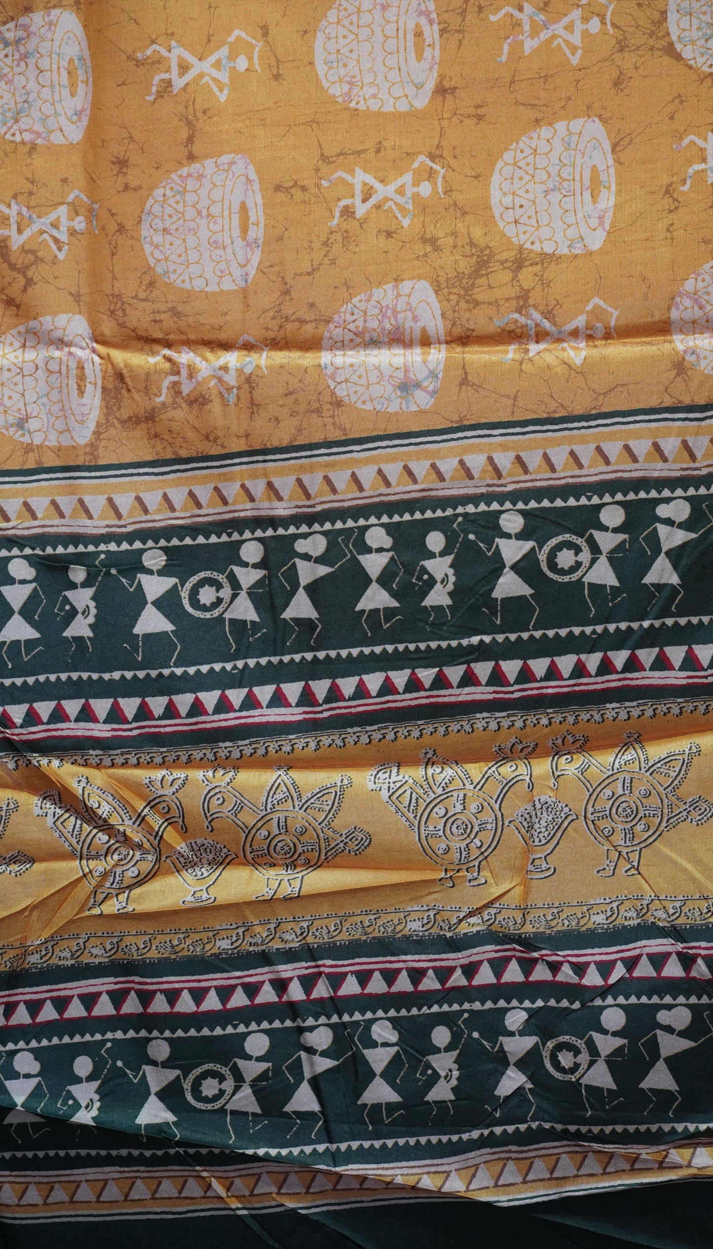 Dola Silk Warli Print Mustard