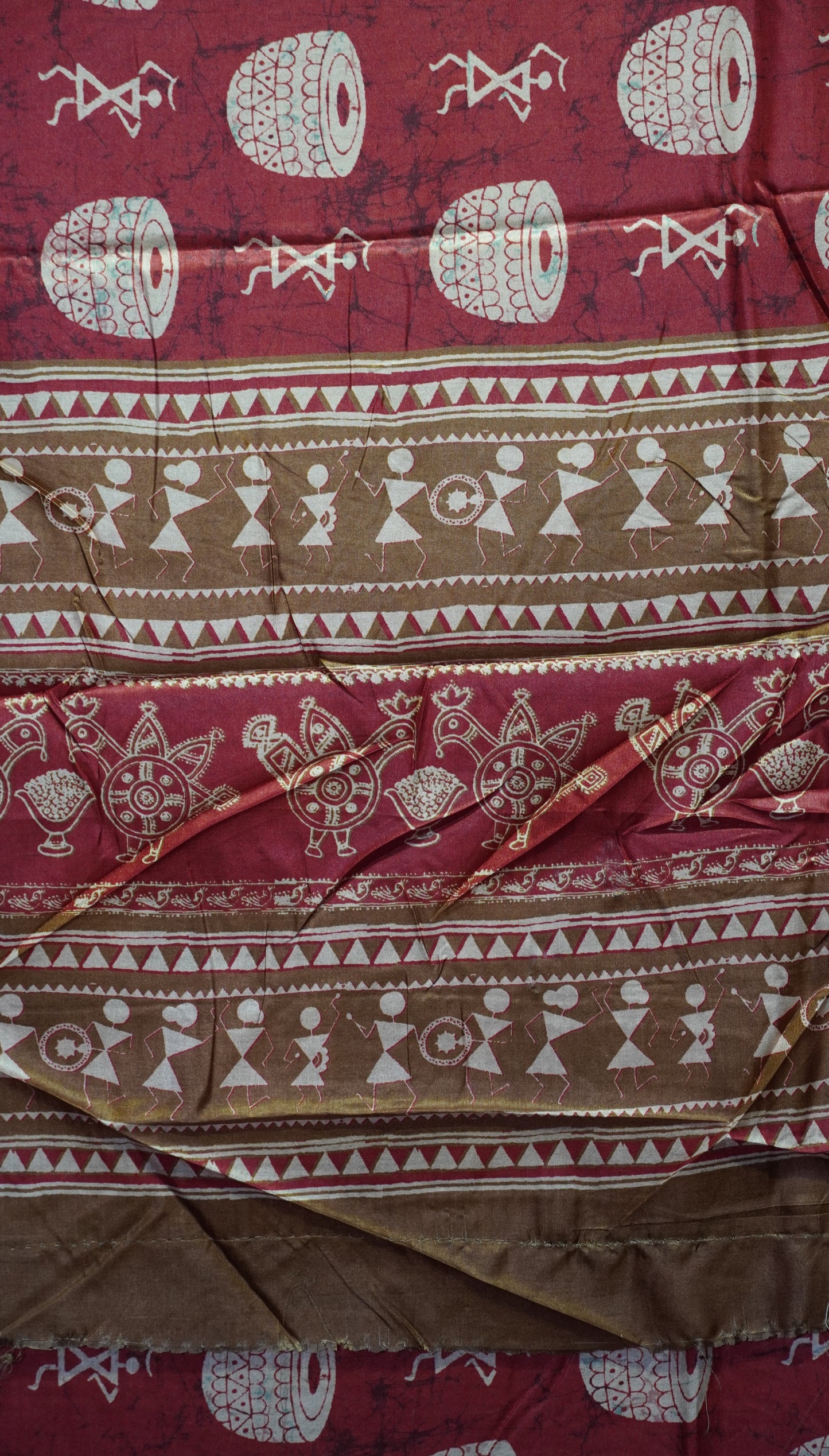 Dola Silk Warli Print Red