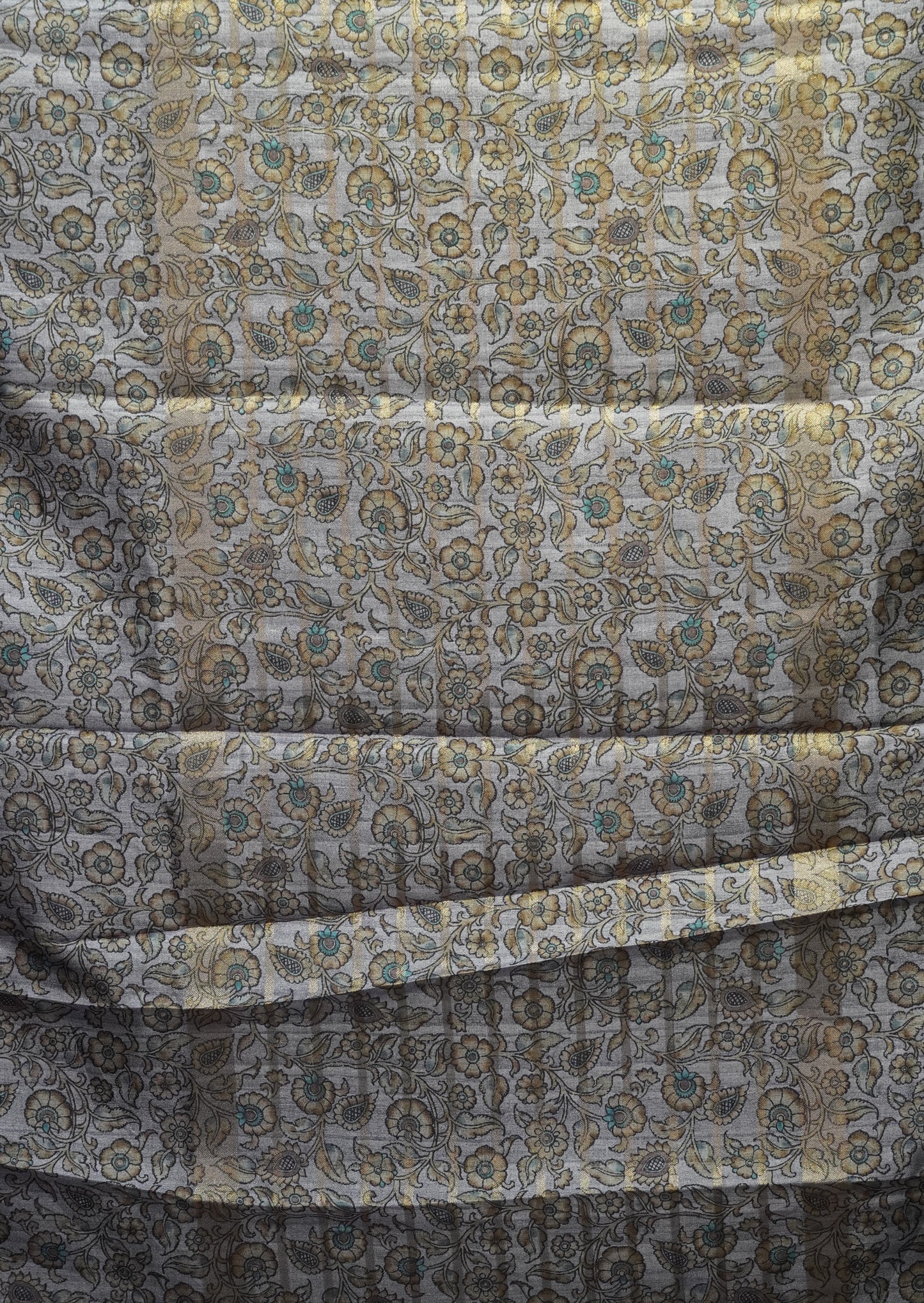 Semi Printed Kalamkari Silk Saree Lavendar