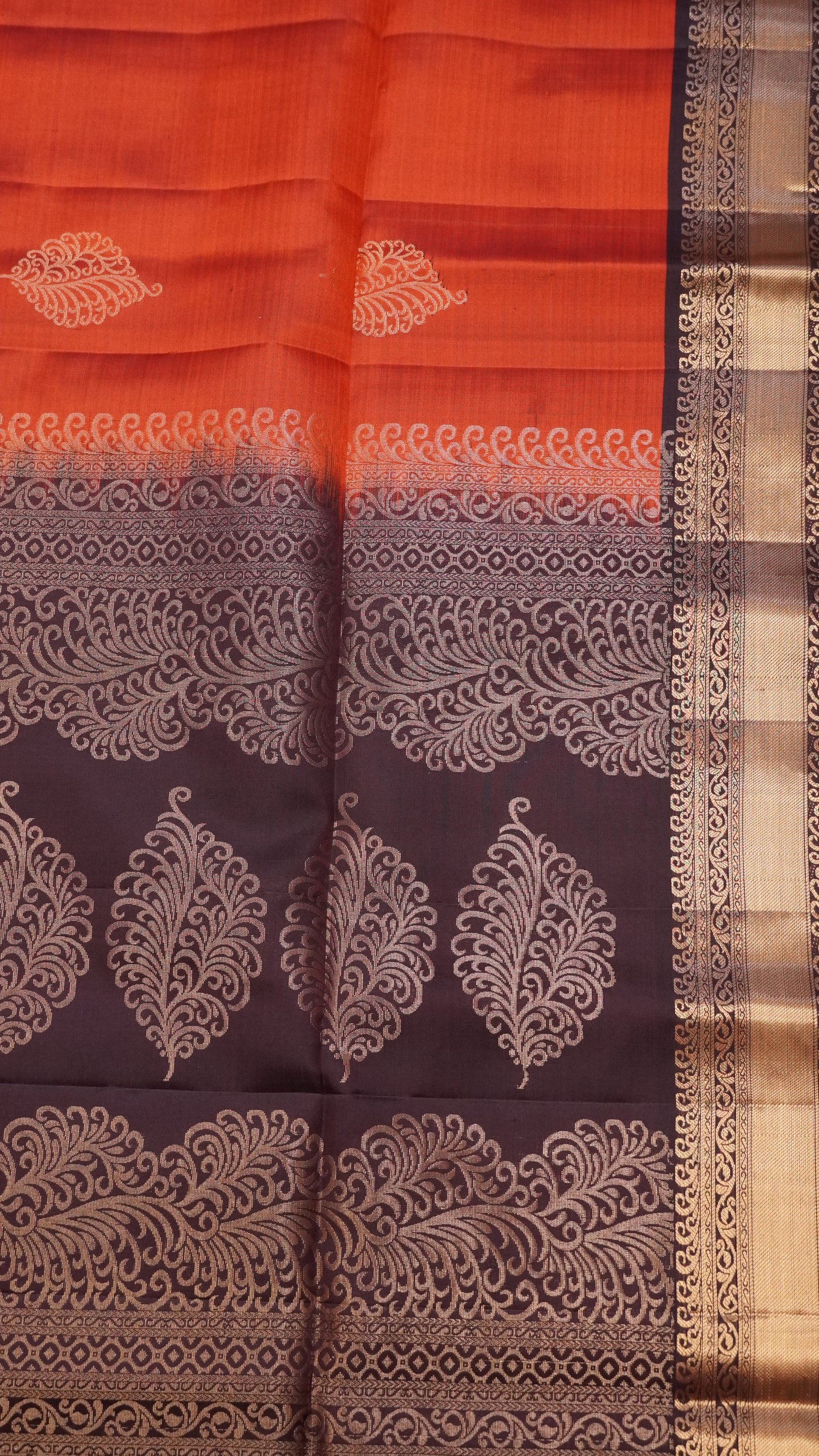 Pure Kanjivaram Silk Saree -Vineyard Butta Honey-Brown