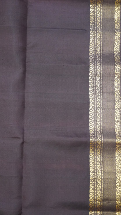 Pure Kanjivaram Silk Saree -Vineyard Butta Honey-Brown