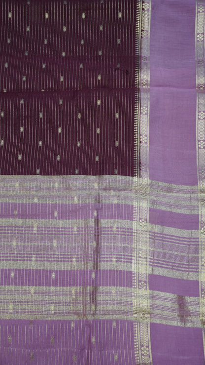 Viscose Saree-Floral Rettapet - Wine