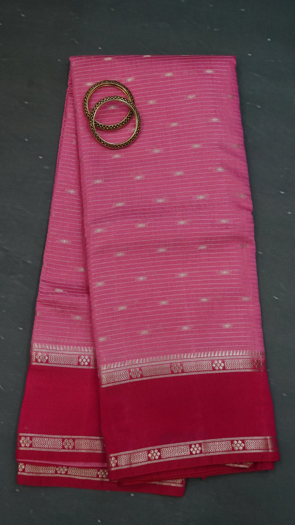 Viscose Saree-Floral Rettapet -Pink