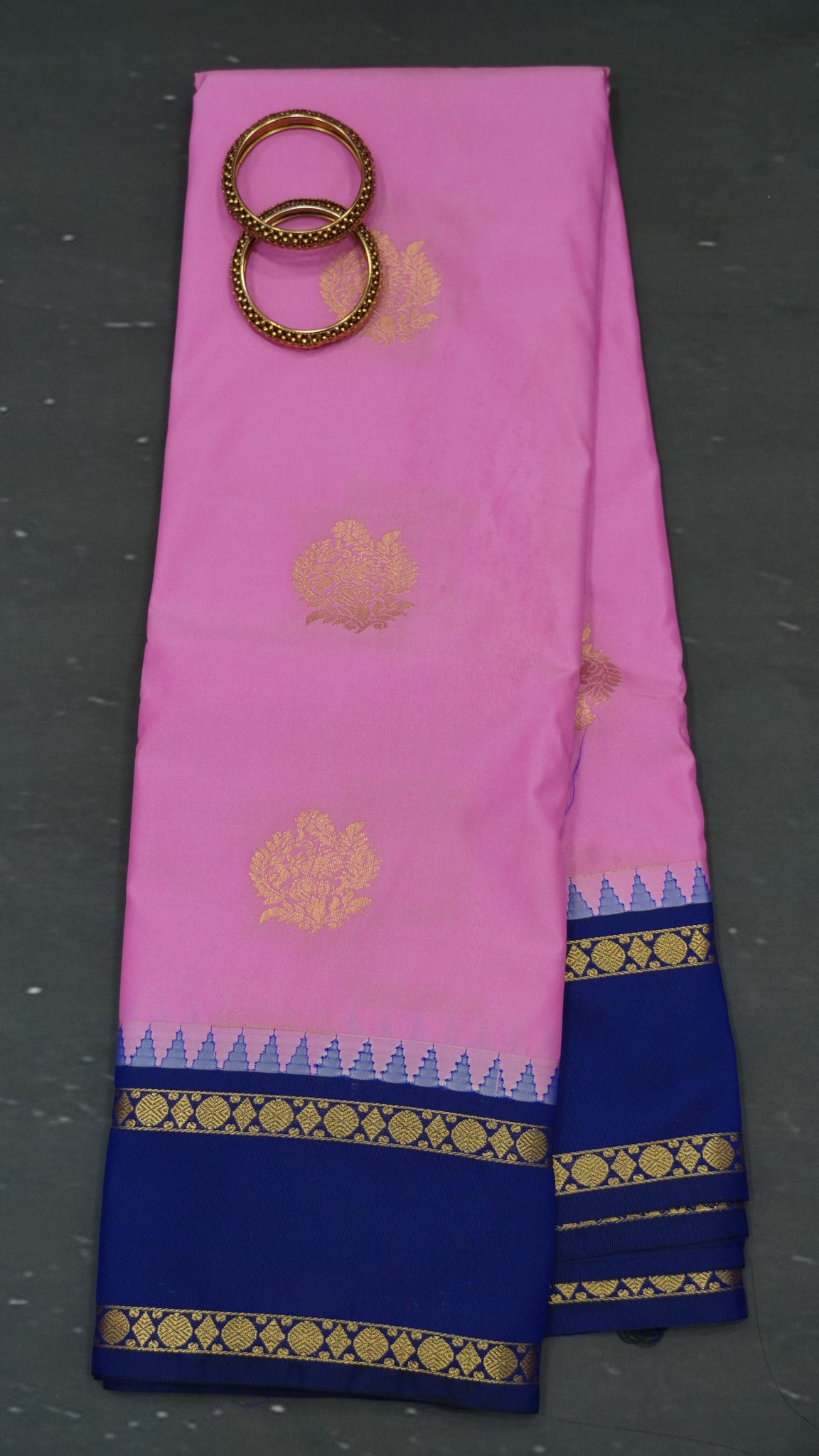 Semi Kanchipuram Silk Saree -Tower Border-Baby Pink