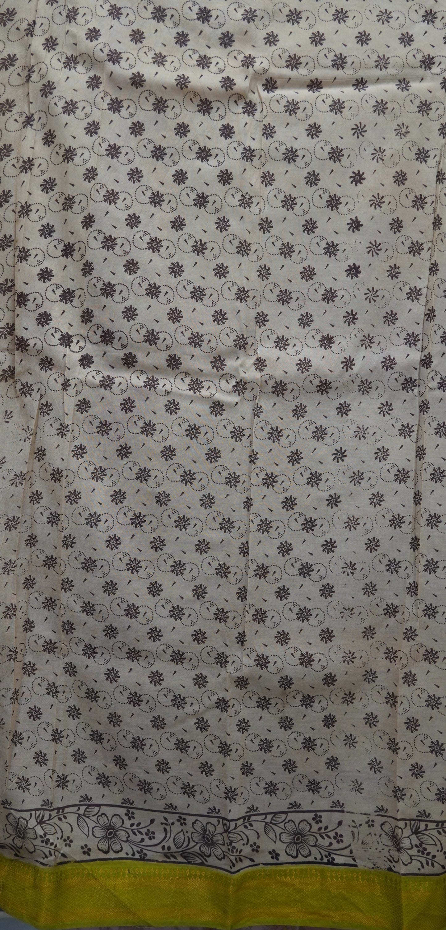 Kalamkari Silk Saree-Beige with Chinoor Print