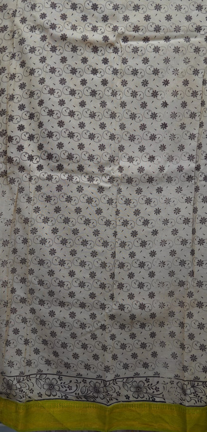 Kalamkari Silk Saree-Beige with Chinoor Print