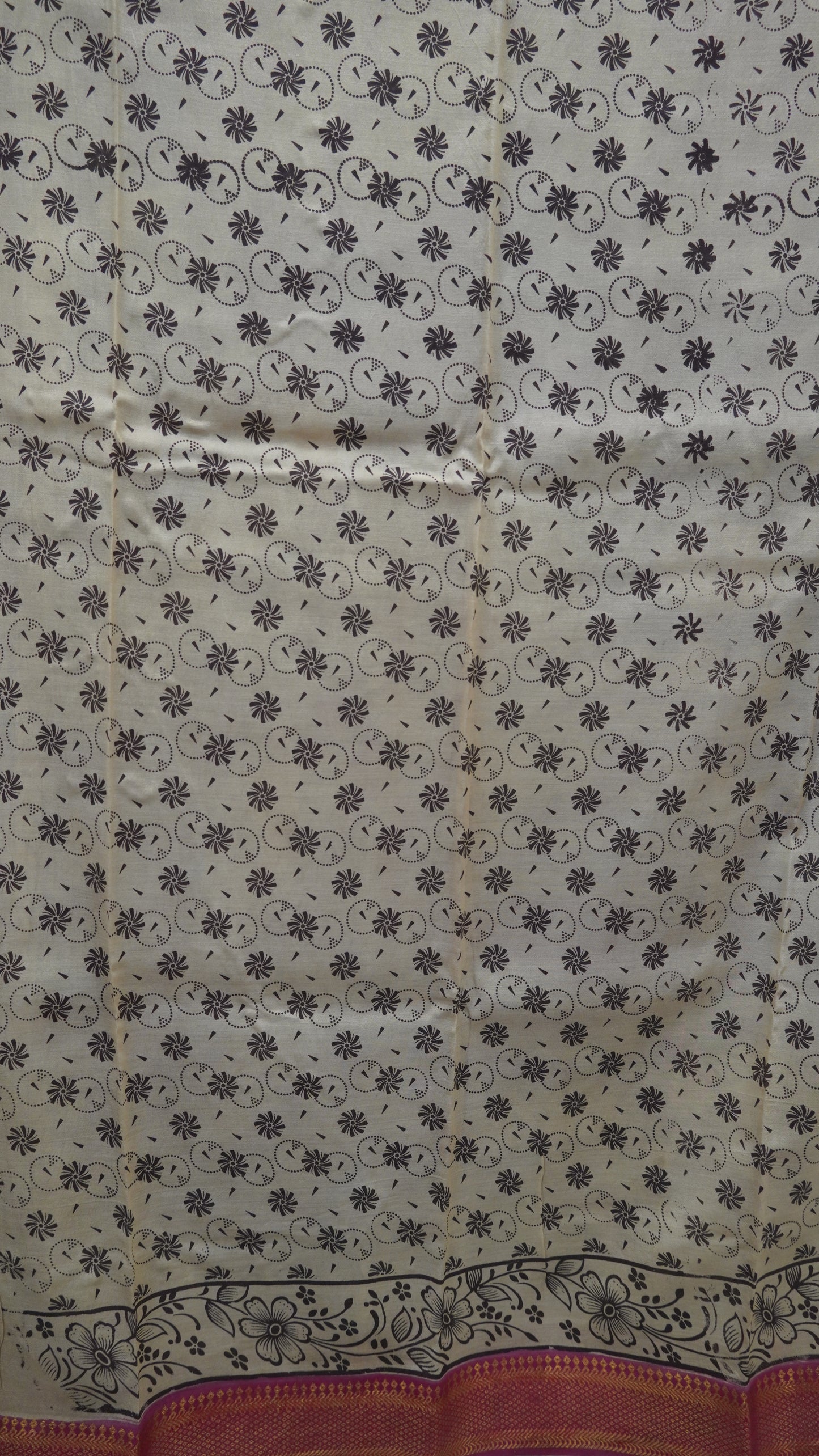 Kalamkari Silk Saree-Beige with Chinoor Print
