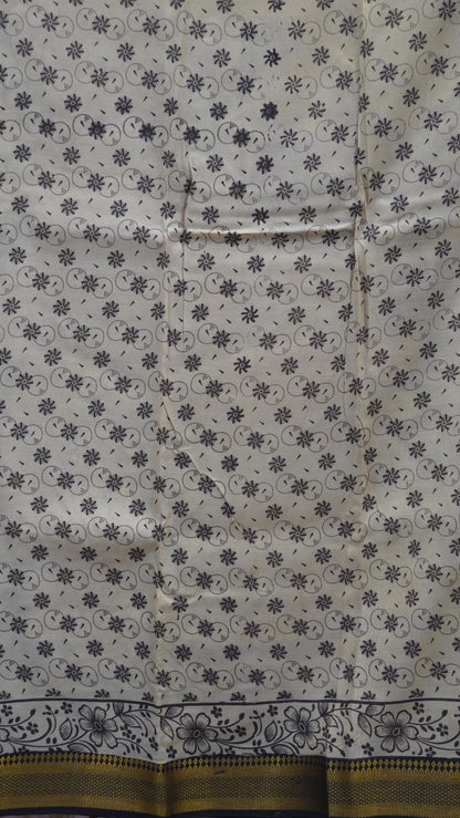 Kalamkari Silk Saree-Brown with Chinoor Print