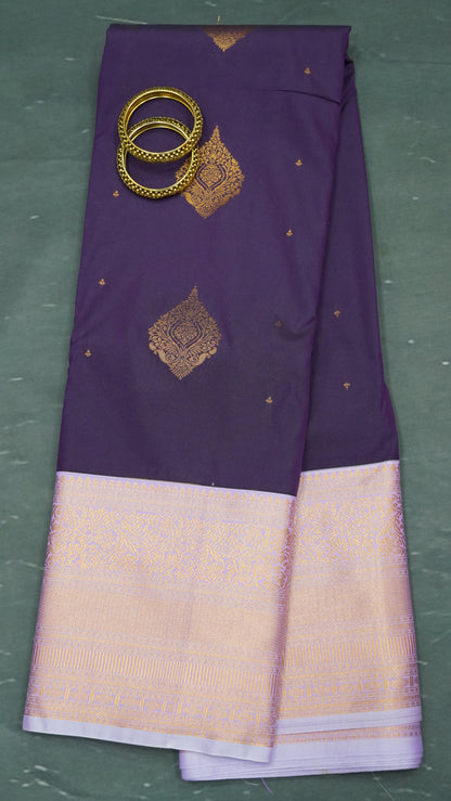 Semi Kanjivaram Silk Saree - Dark Wine