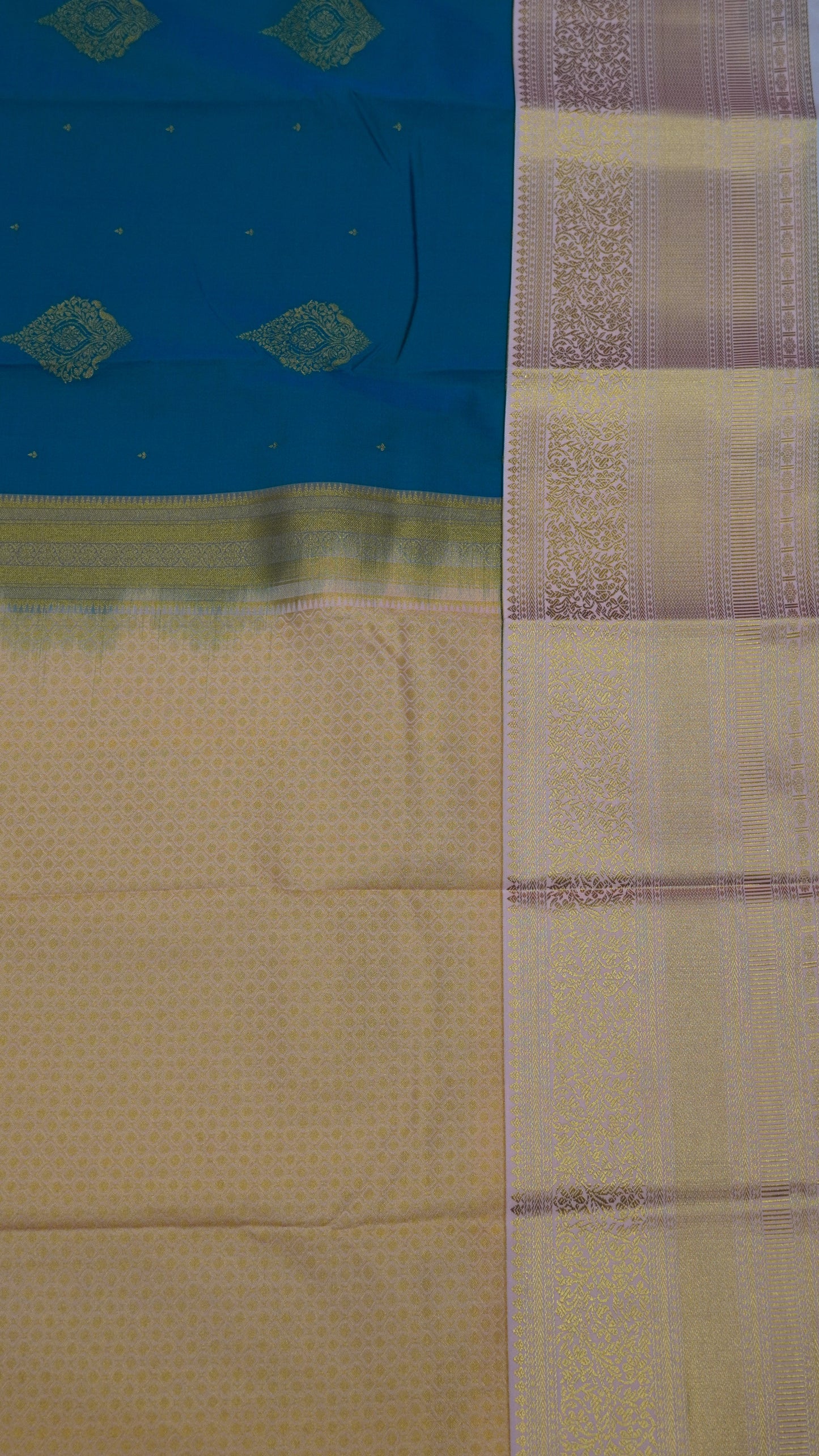 Semi Kanjivaram Silk Saree - Light Peacock Blue