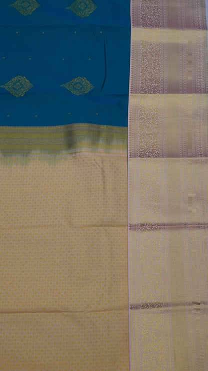 Semi Kanjivaram Silk Saree - Light Peacock Blue